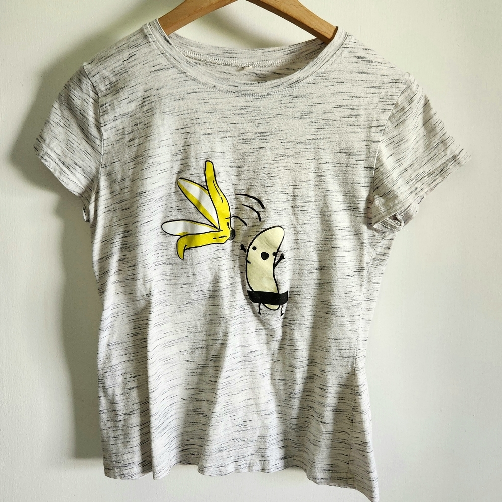 Marled Gray Banana Tee, Size Small